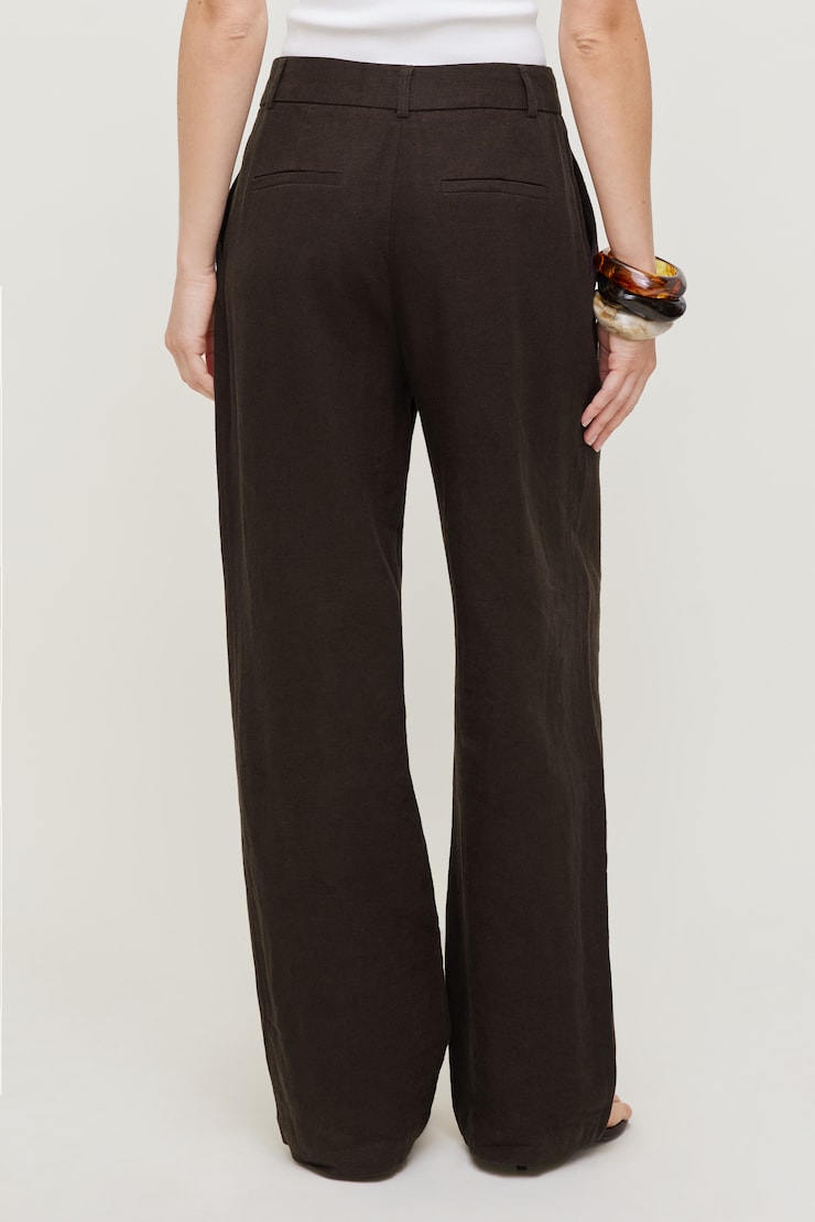 Alex Linen Wide Leg Pants Chocolate Torte Brown large