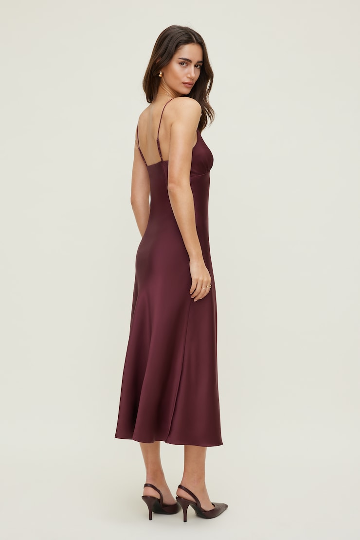 Sage Satin Midi Dress Zinfandel Burgundy large