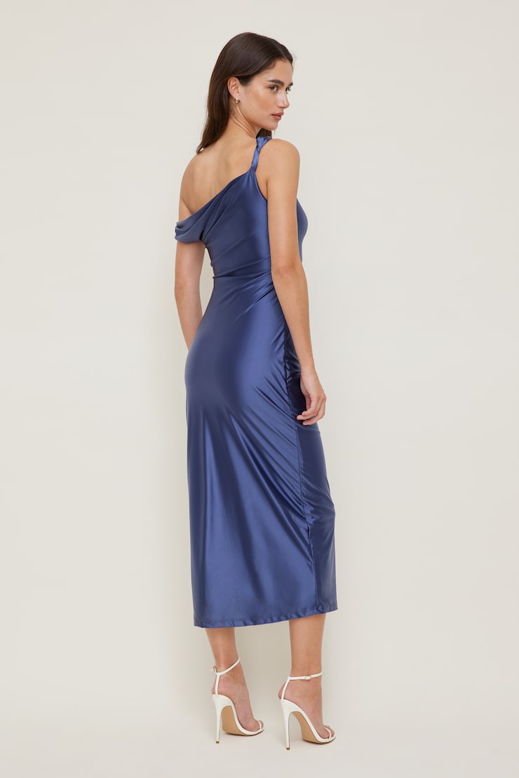 Robe midi extensible et satinée Jayde