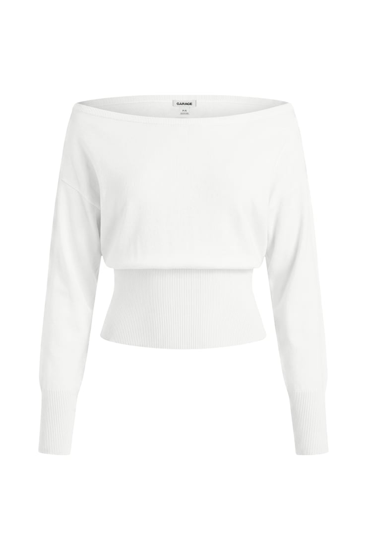 Off Shoulder Reset Long Sleeve Top, Snow White, large