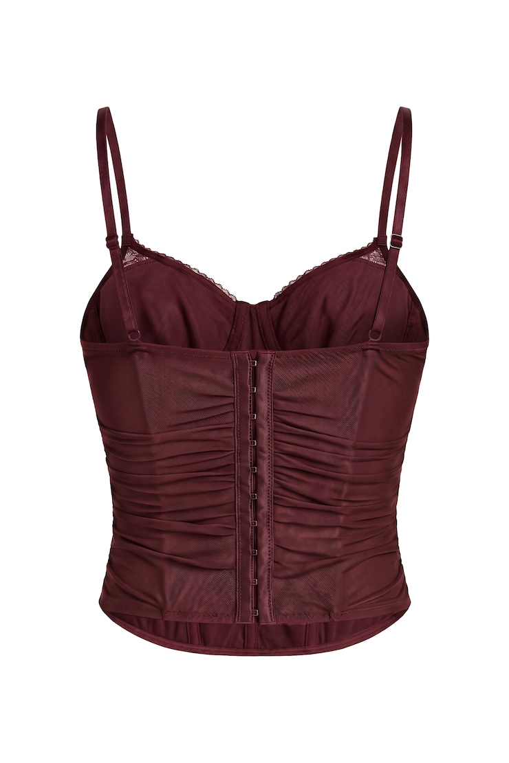 Ally Mesh Peekaboo Bustier, Burgundy Bite, large
