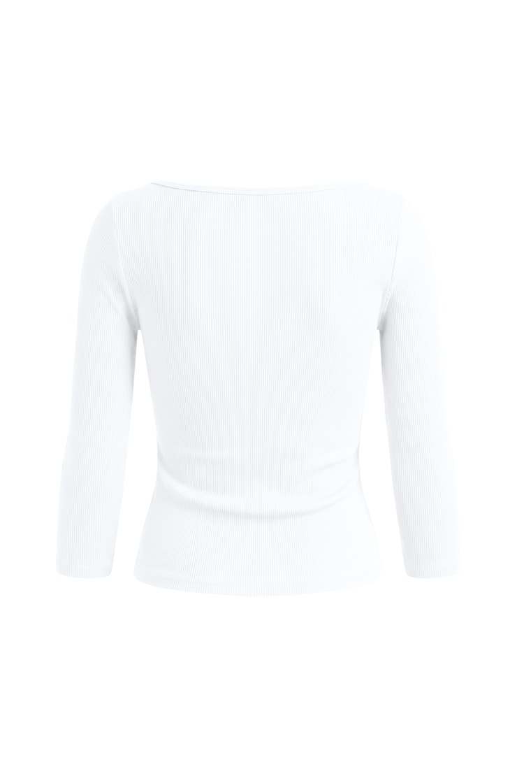 SnatchRib 3/4 Sleeve Top, Bright White, large