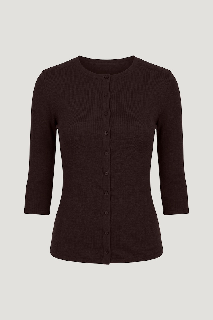 3/4 Sleeve Cardigan Cherry Lacquer Burgundy large