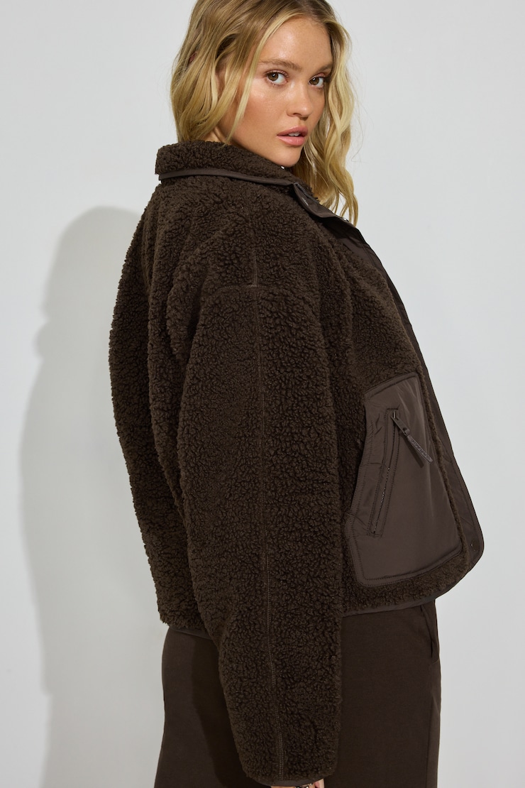 Sherpa Mixed Media Jacket, Armadillo Brown, large