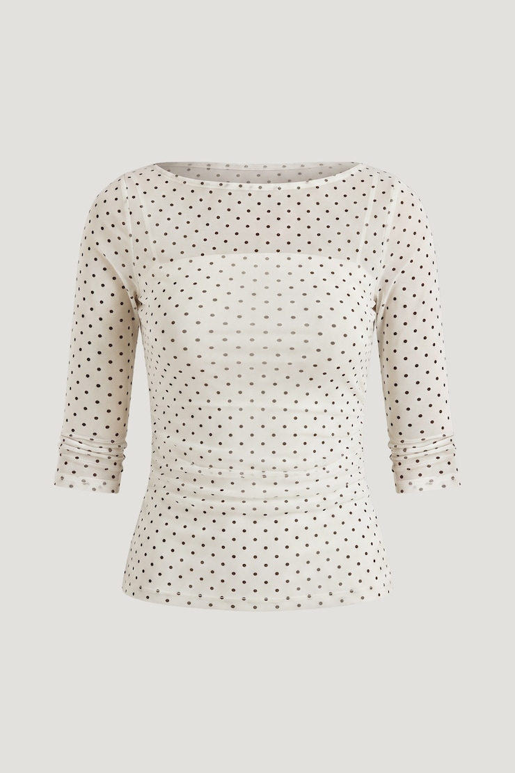 Maude Mesh Top White w/ Black Polka Dots large