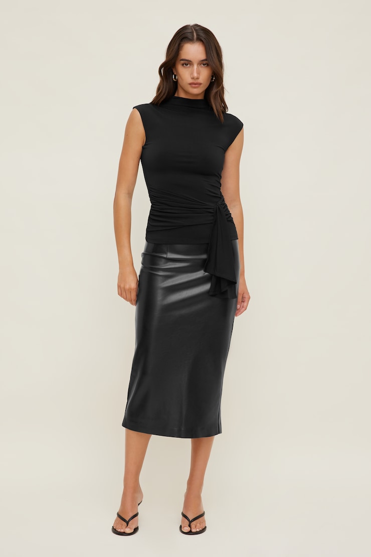 Sculpt Draped Scarf Top Jet Black large