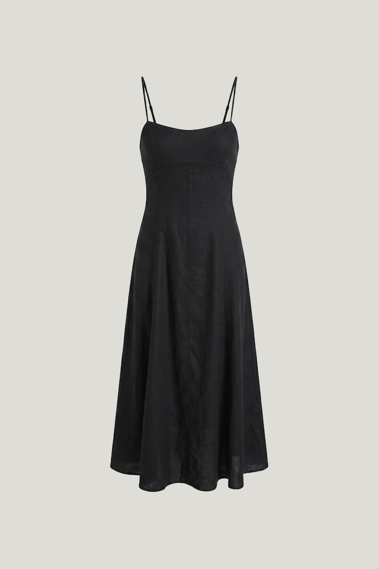 Belle Linen Midi Dress Jet Black large