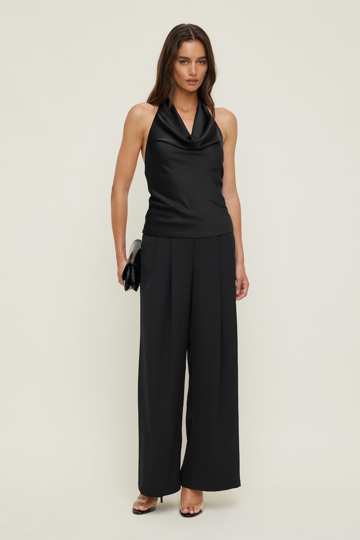 Camila Satin Blouse Jet Black large