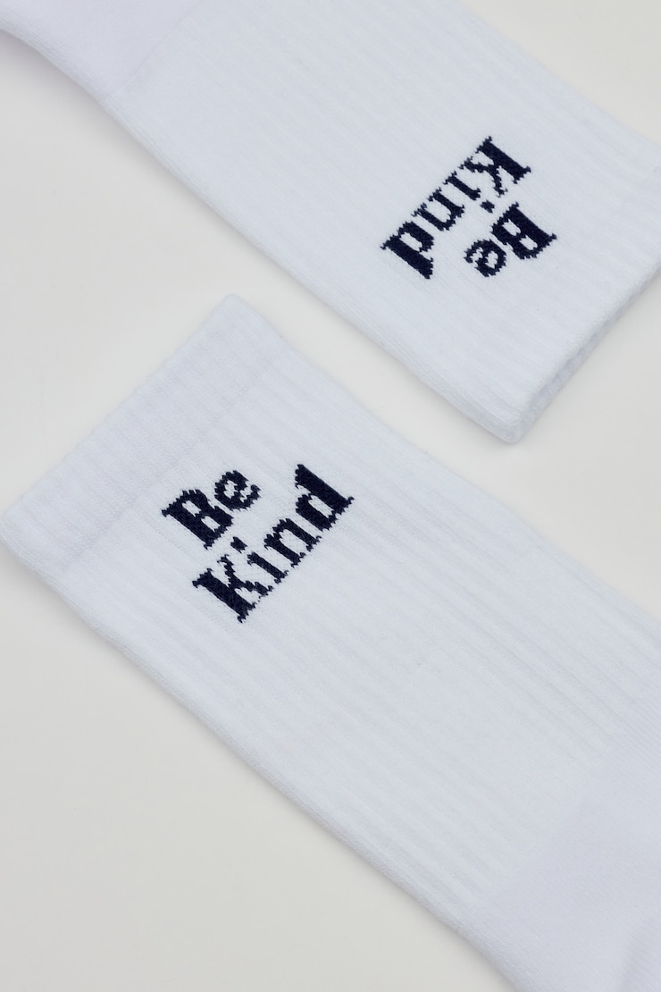 Be Kind Crew Socks, Navy/White, large