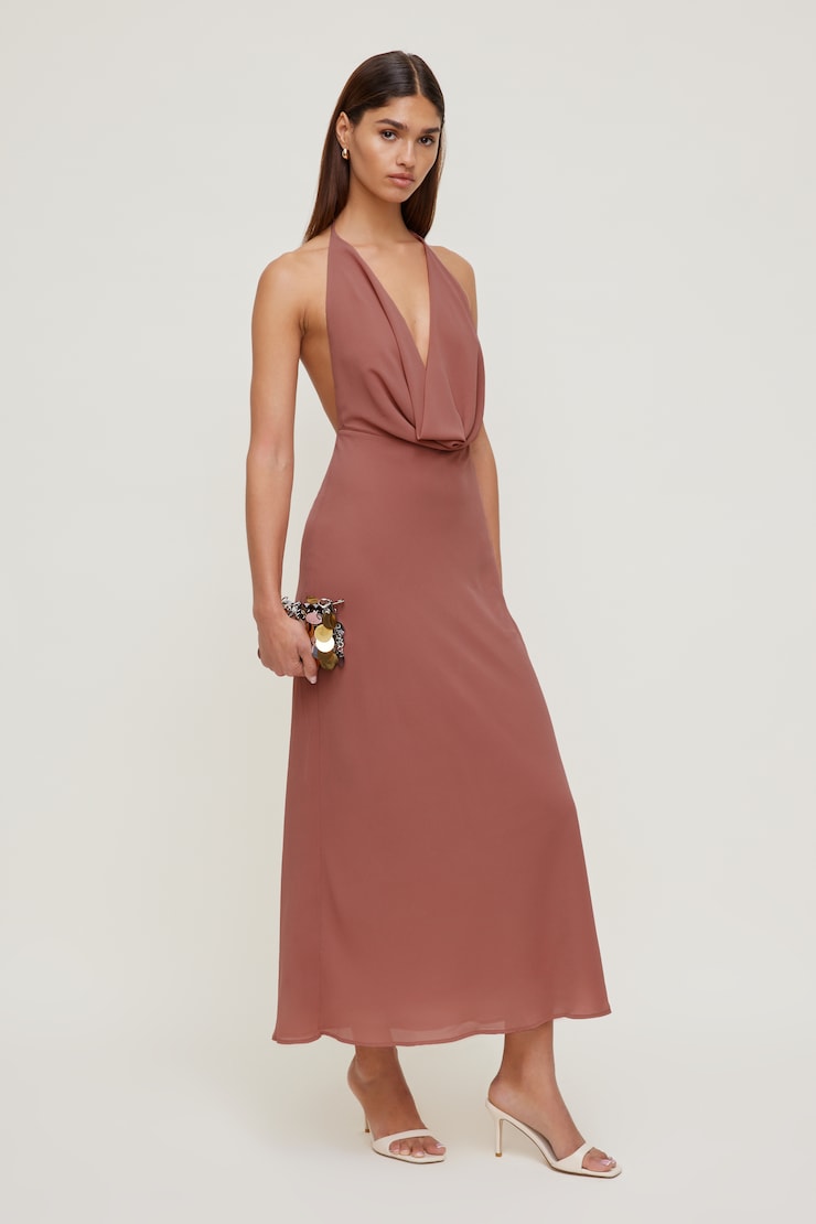 dynamite corset cowl neck maxi dress Plunge Cowl Neck Maxi Dress Blue