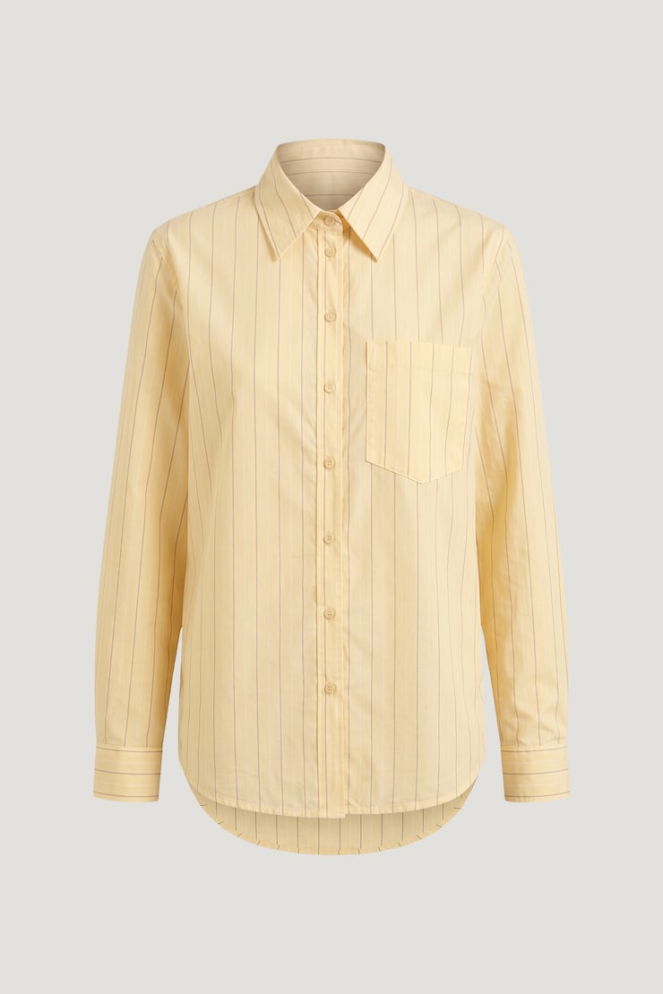Isla Poplin Shirt Yellow / Grey / White Stripes large