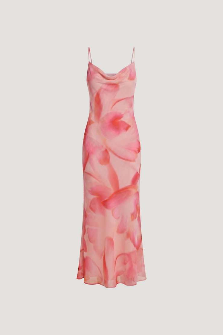 Alessia Maxi Slip Dress Floral Abstract Pink large