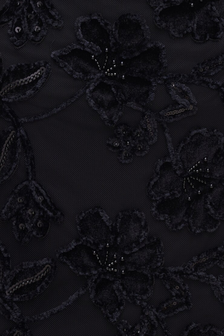 Floral Appliqué Mini Skirt Jet Black large