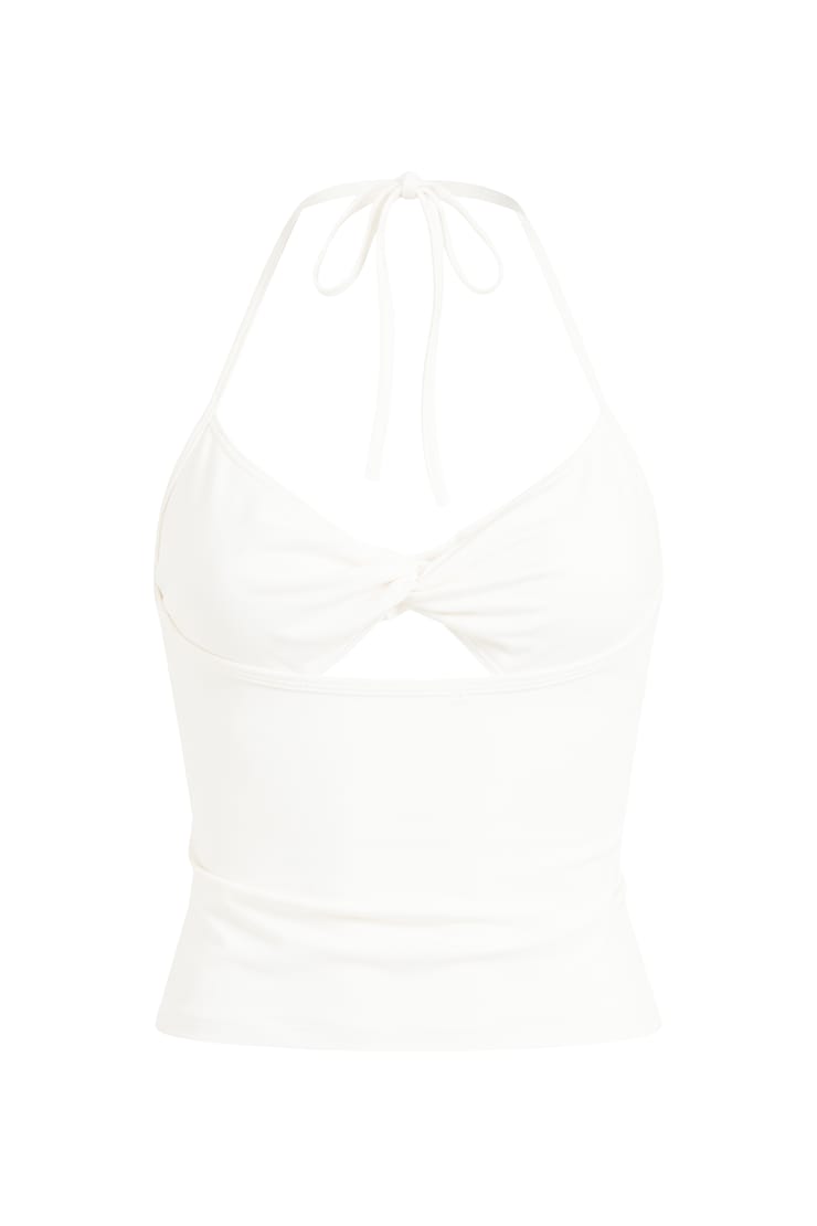 Baretouch Twist Halter Top, Bright White, large