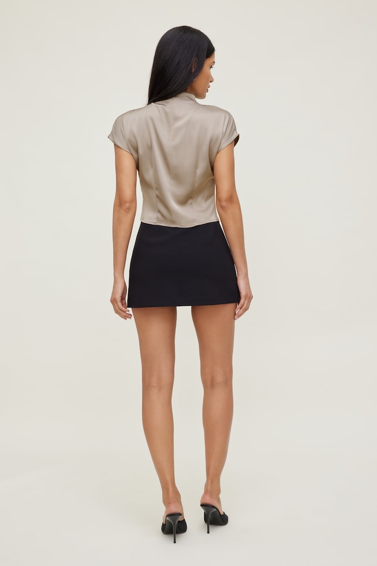 Ella Layered Satin Blouse Pebblestone Beige large