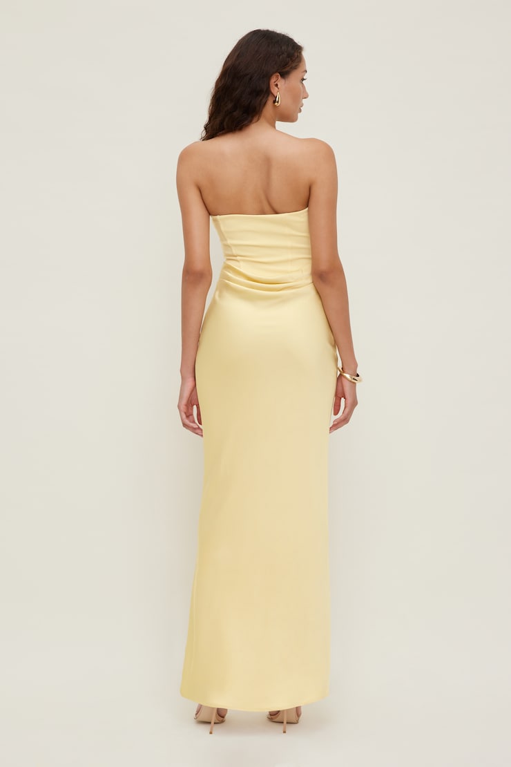 Blaire Corset Maxi Dress Pale Yellow large