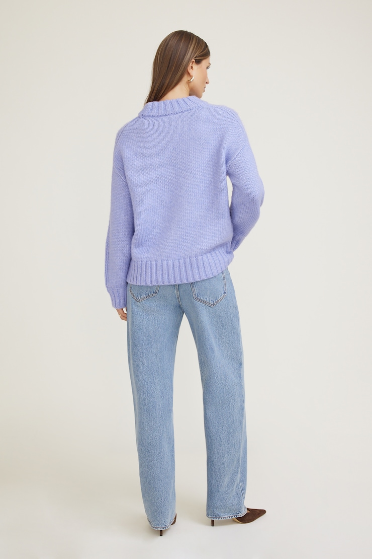 Mabel Chunky Crewneck Sweater Jacaranda Purple Melange large
