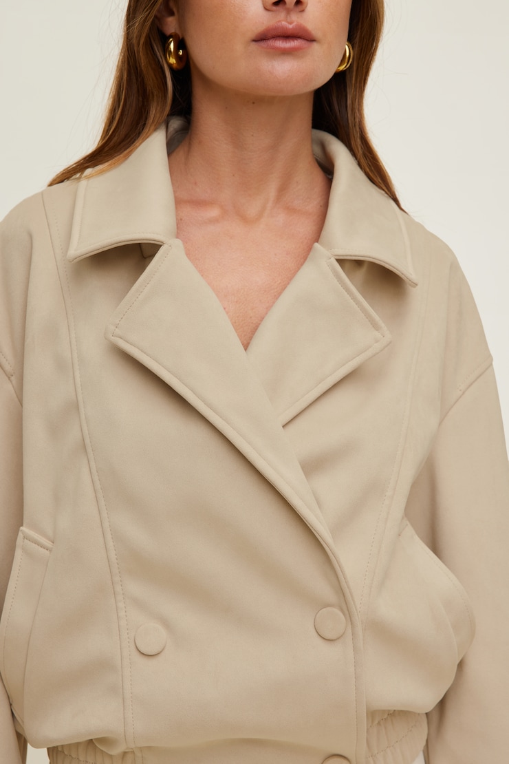 Faux Suede Aviator Jacket Pumice Stone Beige large
