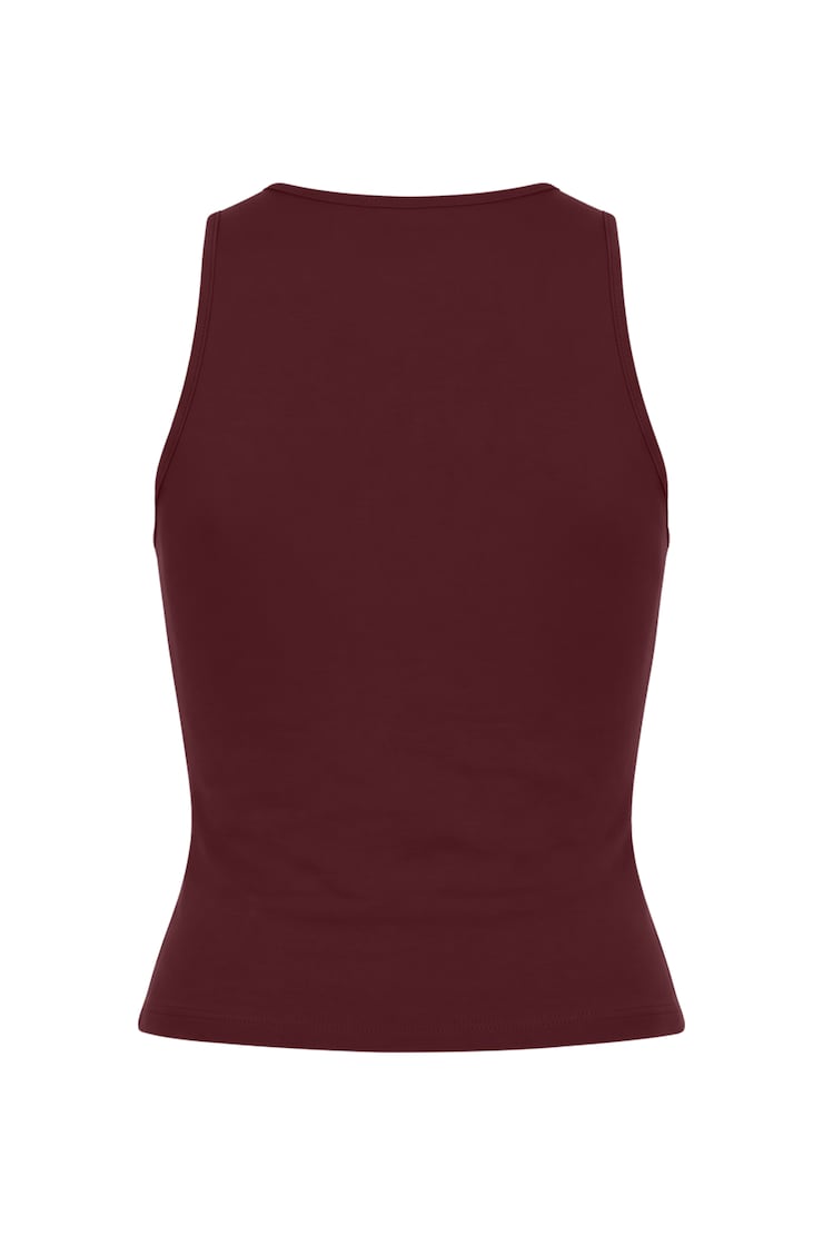 Sleek Keyhole Tank Top, Burgundy Bite, large