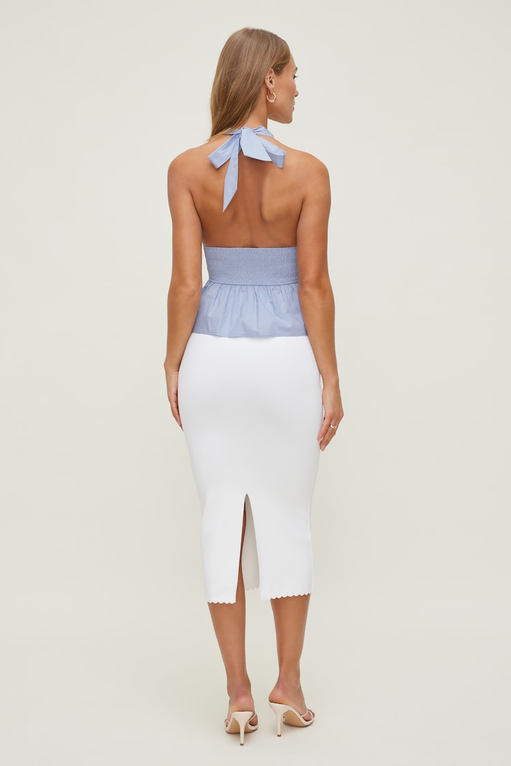 Gemma Poplin Halter Top Heather Blue large