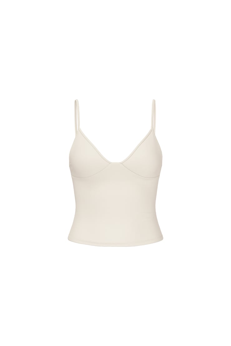Active Plunge Cami Top, Coconut Whip Beige, large