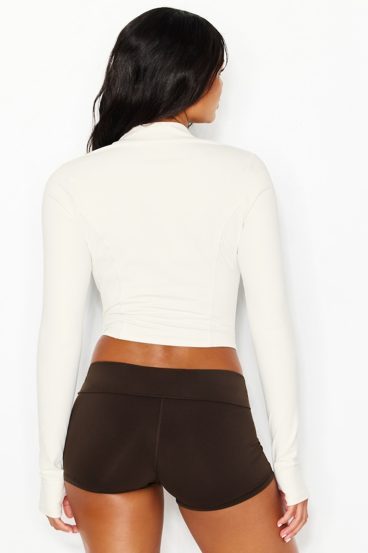 Active Shirttail Zip Top, Snow White, large