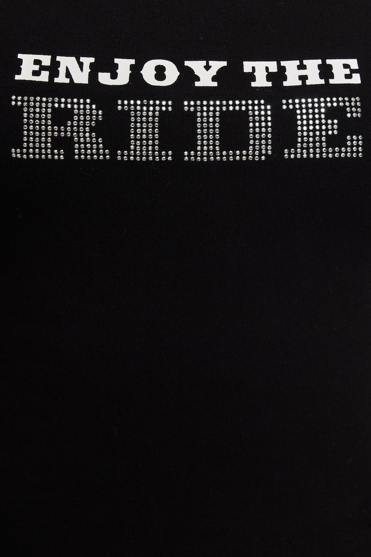 Tasia Tube Top, Jet Black with "Enjoy The Ride" Art, large