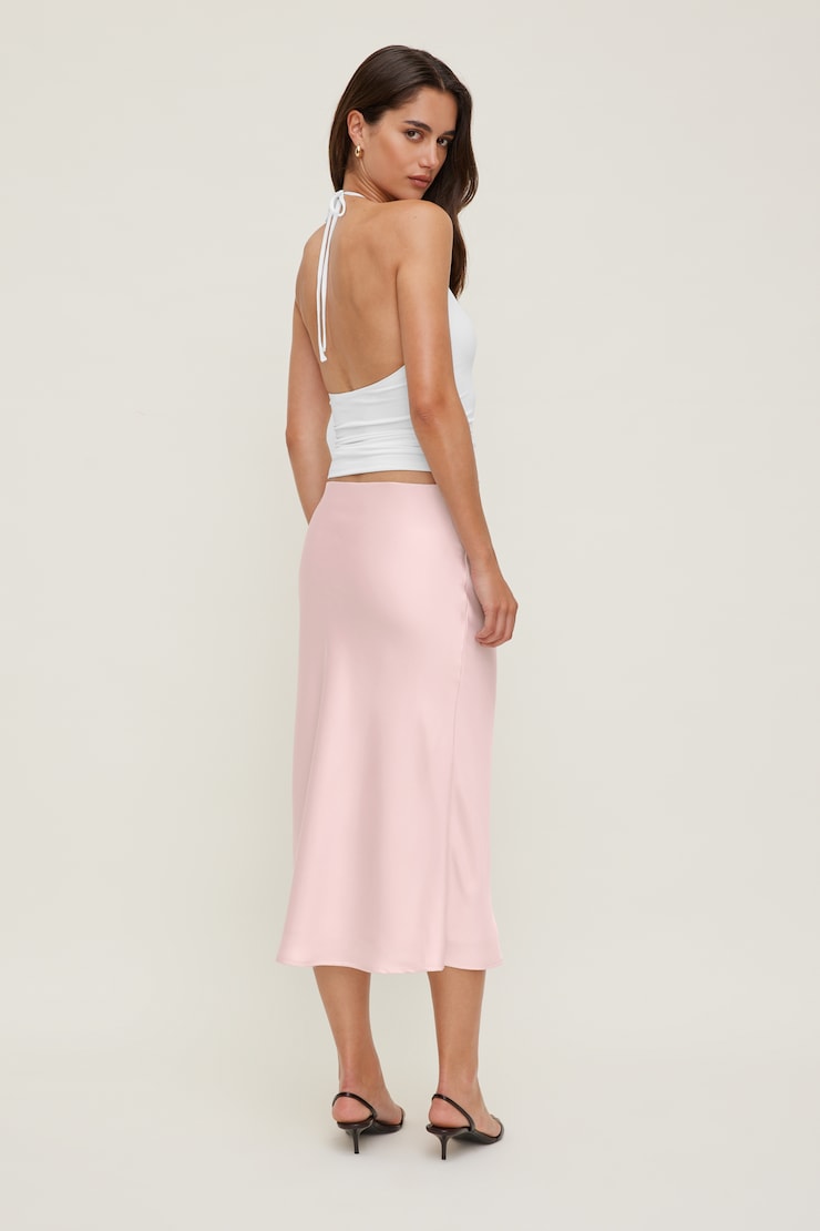 Delila Satin Midi Skirt Pale Lilac Pink large