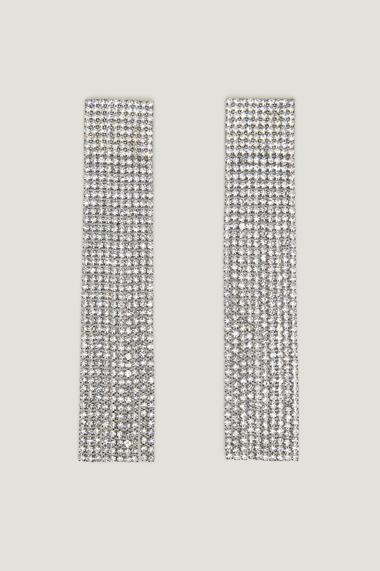 Boucles d’oreilles carrées à franges et pierres du Rhin