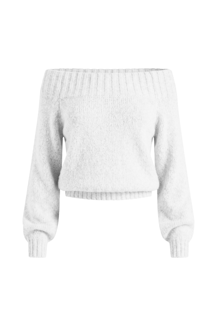 Undone Off Shoulder Sweater, Spring Grey Mix, large