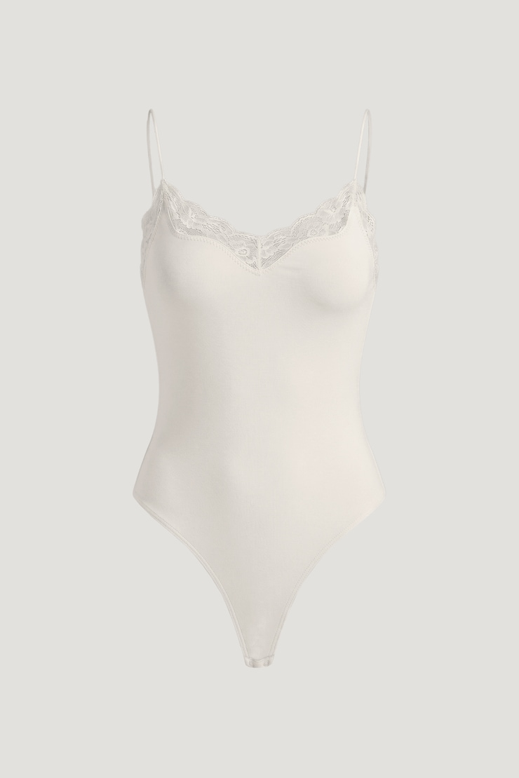 Sculpt Lace Trim Bodysuit Calming Off White large