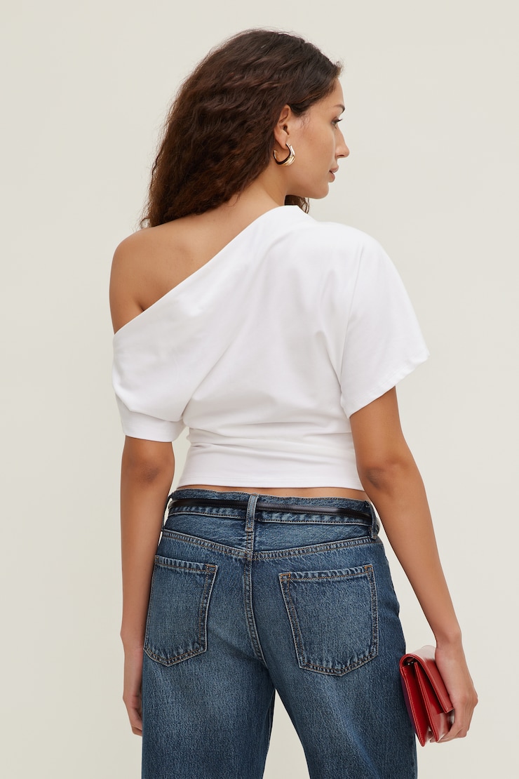 T-shirt en coton et spandex Alexa Blanc éclatant large