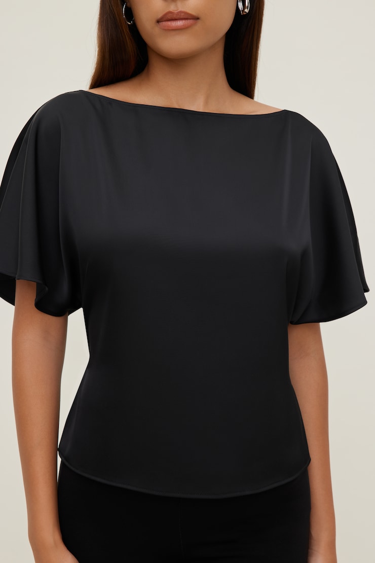 Farra Satin Blouse Jet Black large