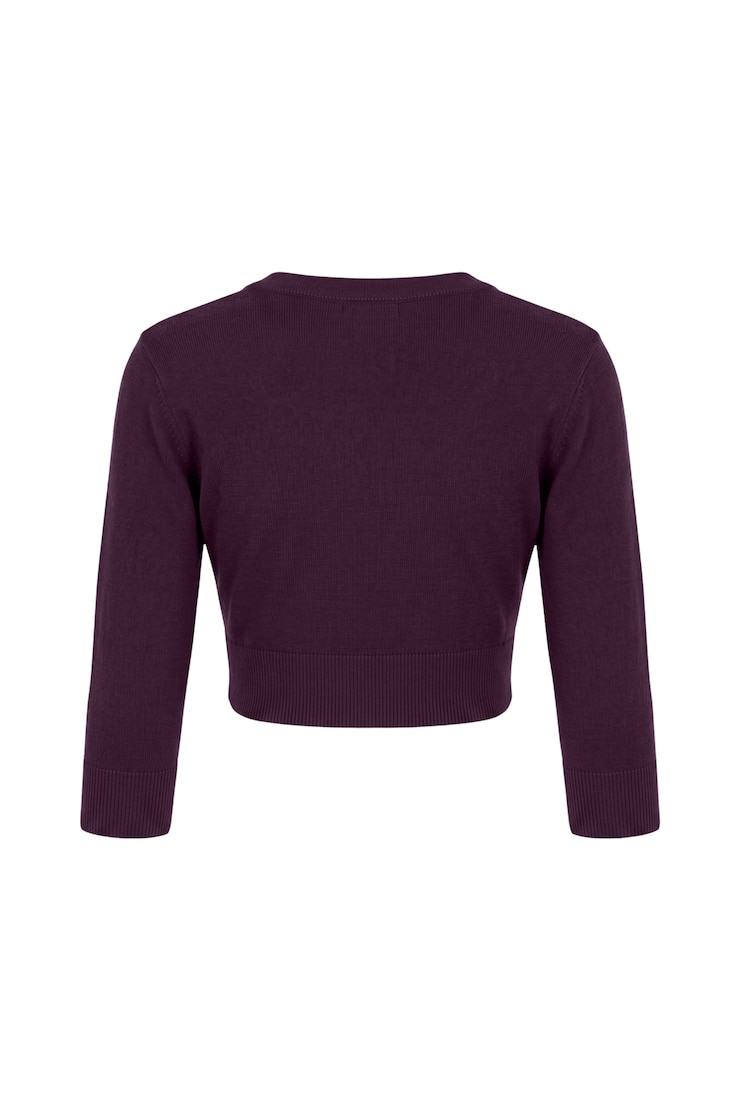 Ultra Cropped Cardigan Long Sleeve Top, Wild Berry Maroon, large