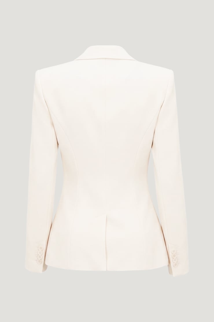 Lara Cinched Crepe Blazer Calming Off White large