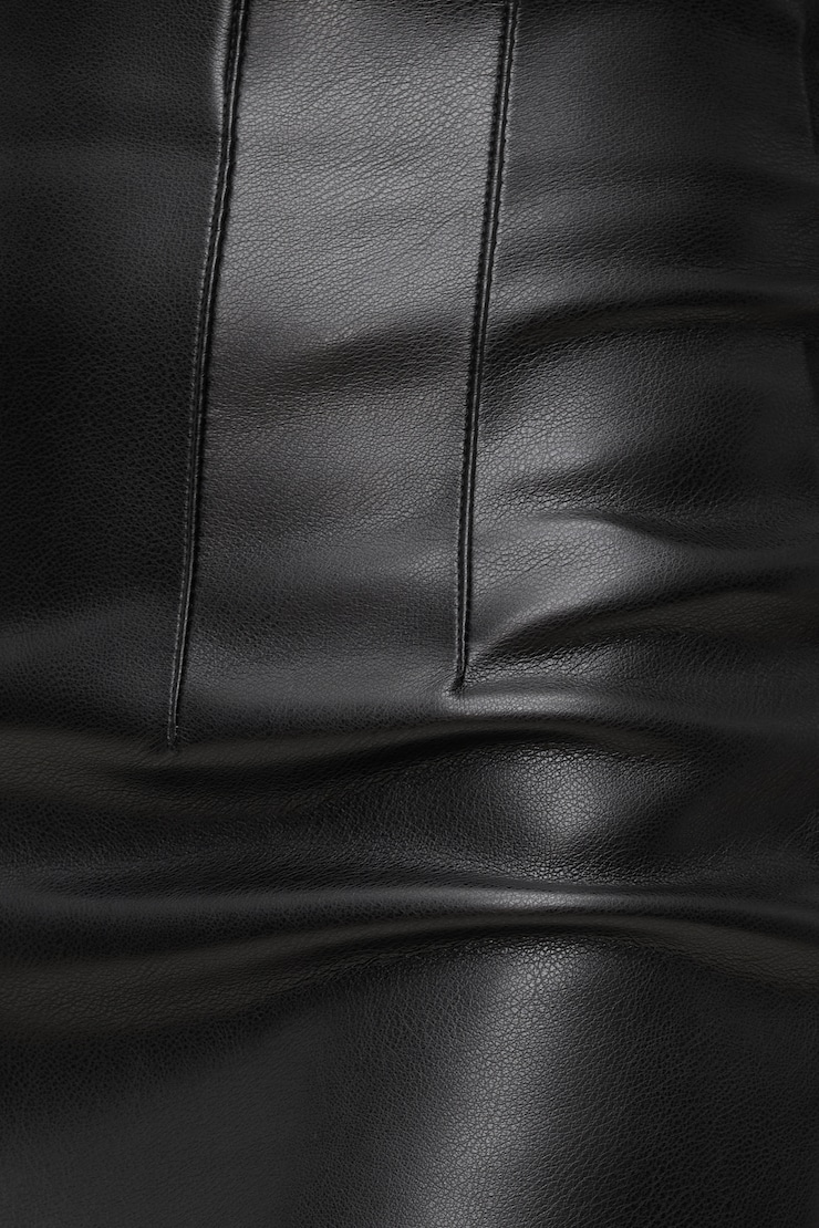 Shiloh Faux Leather Midi Skirt Jet Black large