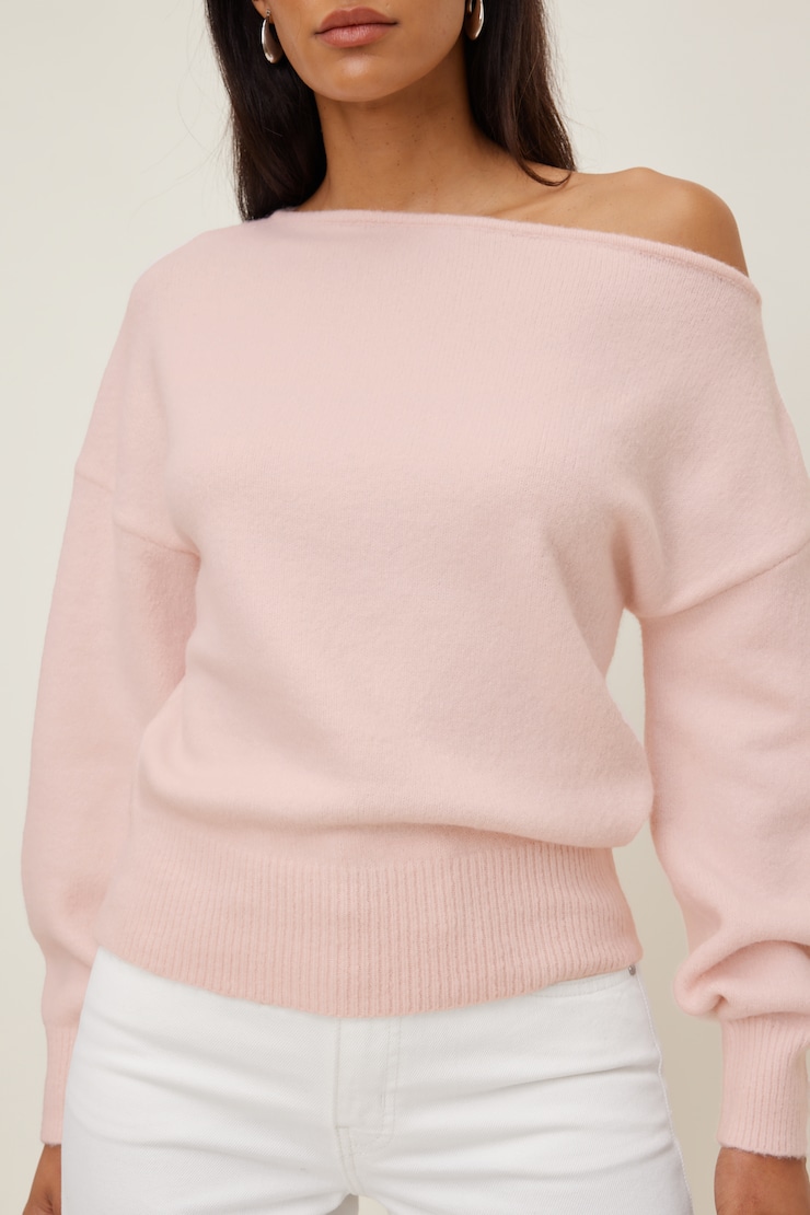 Lola Off Shoulder Sweater Mauve Chalk Pink large