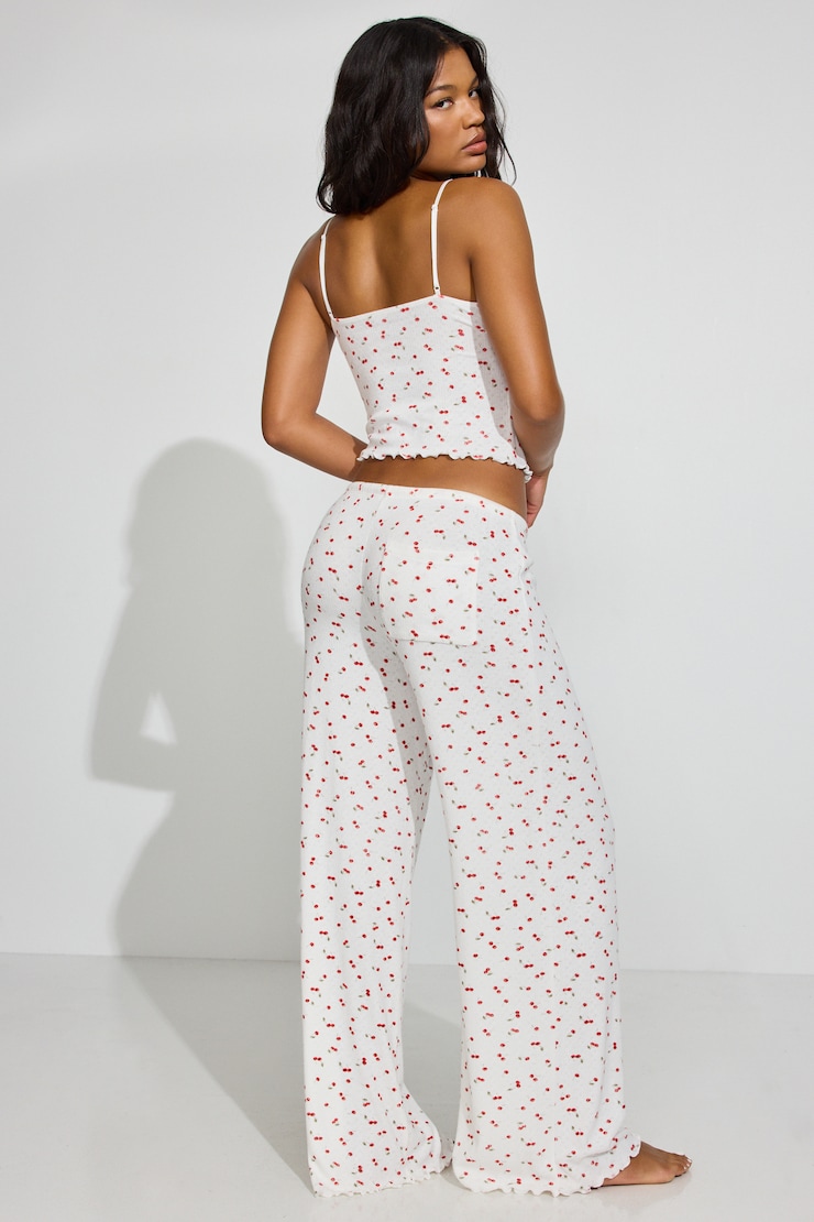 Pointelle Slouchy Pants, Cherries Lounge, large