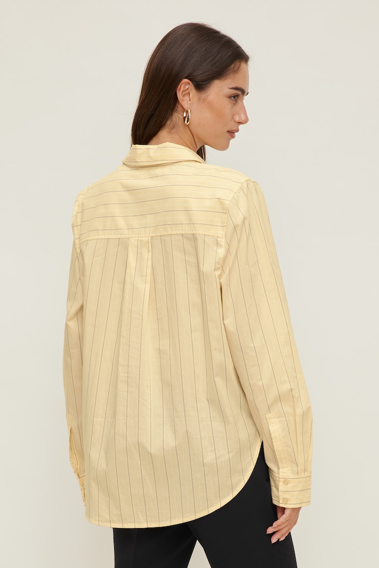 Isla Poplin Shirt Yellow / Grey / White Stripes large