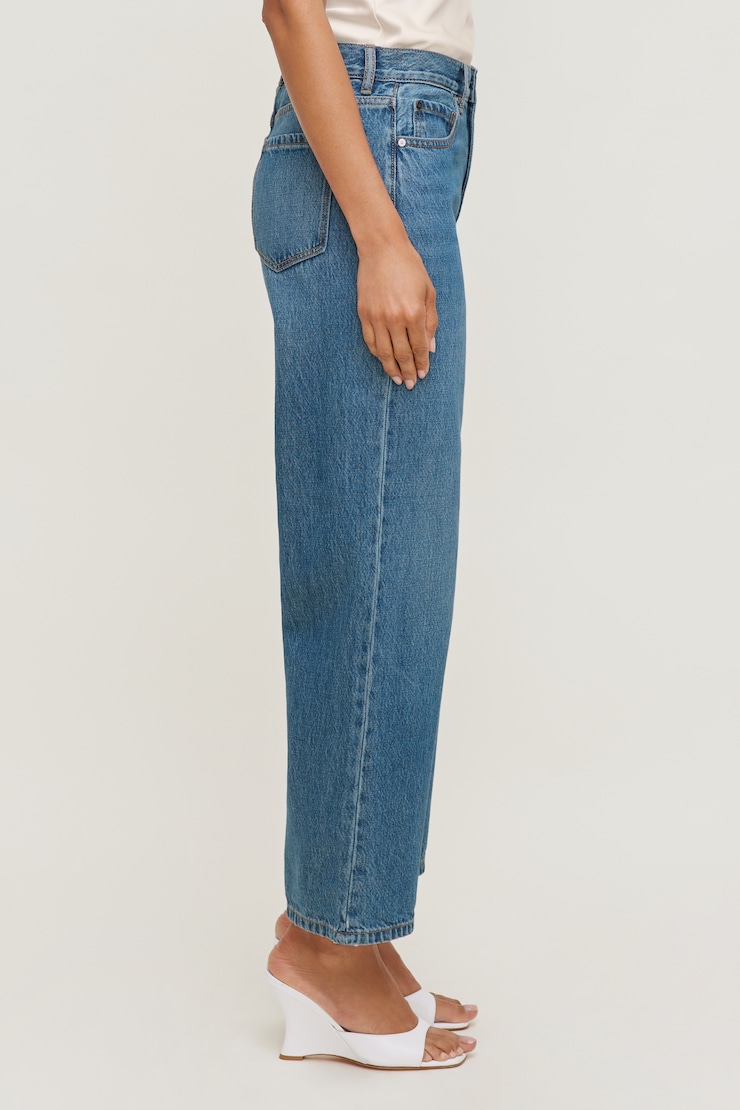 Theo Mid Rise Barrel Leg Jeans Medium Dark Indigo / Southern Blue large