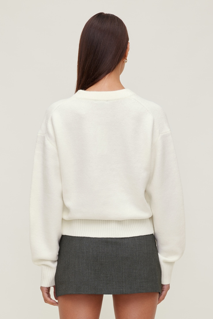 Shrunken Crewneck Sweater Snow White large