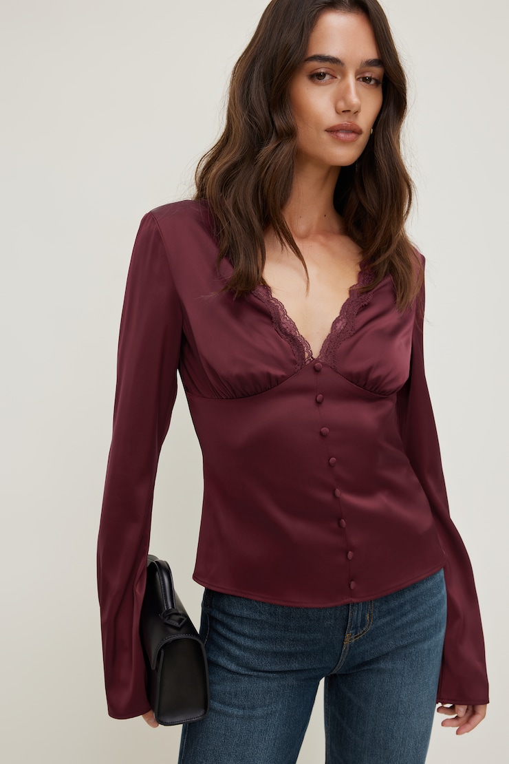 Satin Long Sleeve Blouse