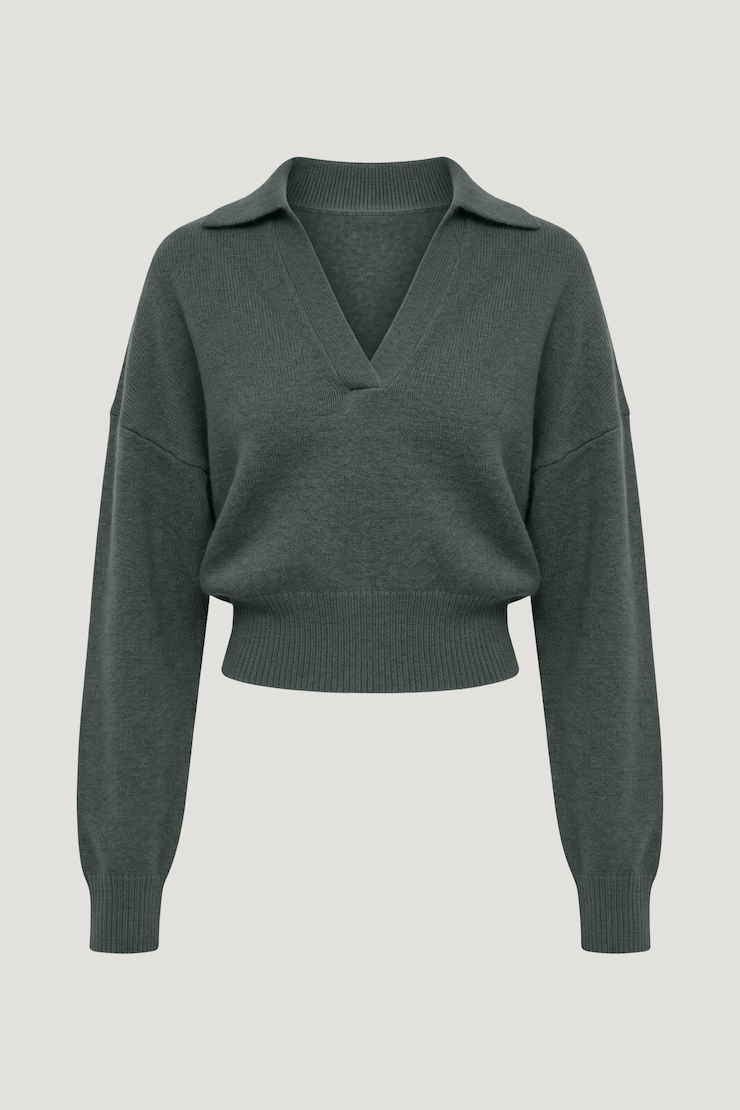 Audrey Cinched Polo Sweater
