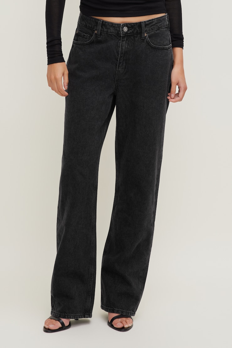 Mika Mid Rise Relaxed Straight Leg Jeans Nightfall Black large