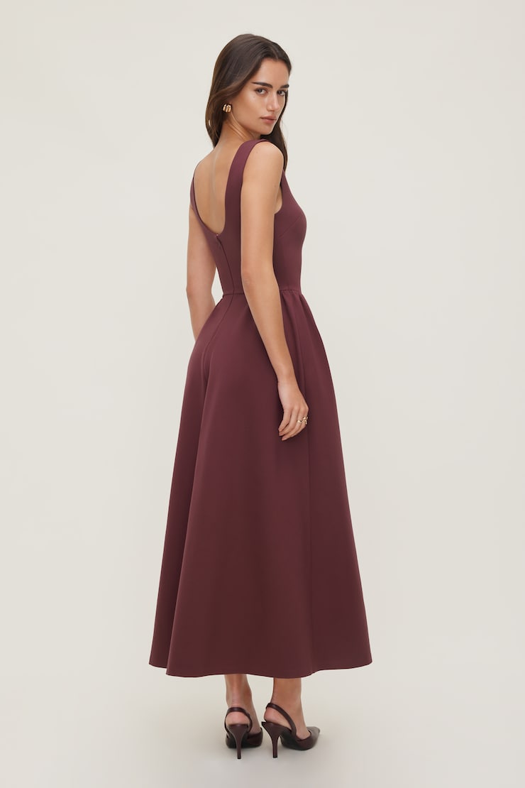 Iris Ponte Midi Dress Zinfandel Burgundy large