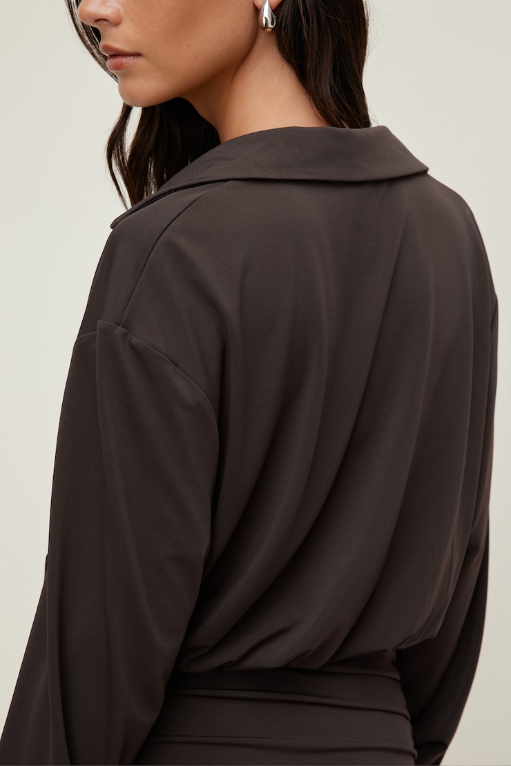 Sculpt Mini Shirt Dress Java Brown large