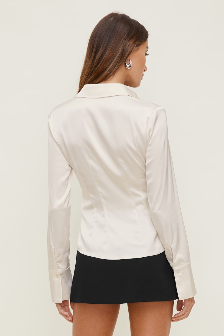 Kyra Satin Shirt Sea Salt Cream large