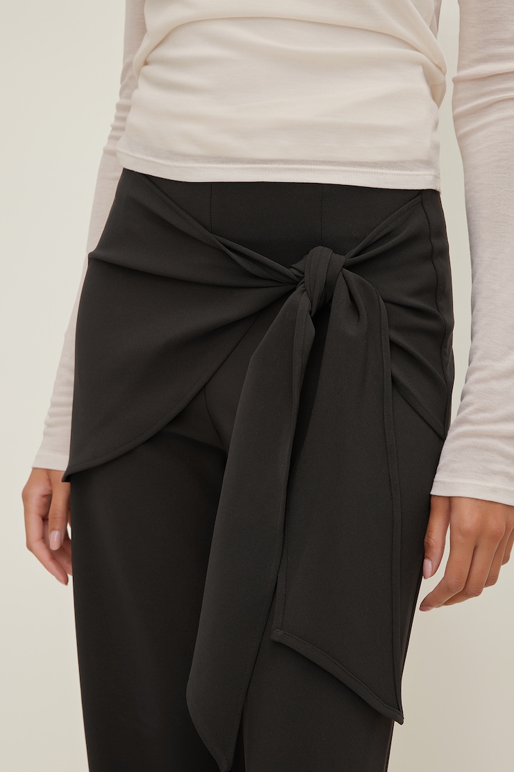 Pantalon à jambe large et attaches Brun torte au chocolat large