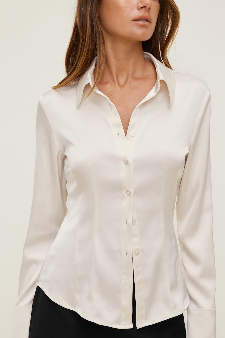 Kyra Satin Shirt Sea Salt Cream large