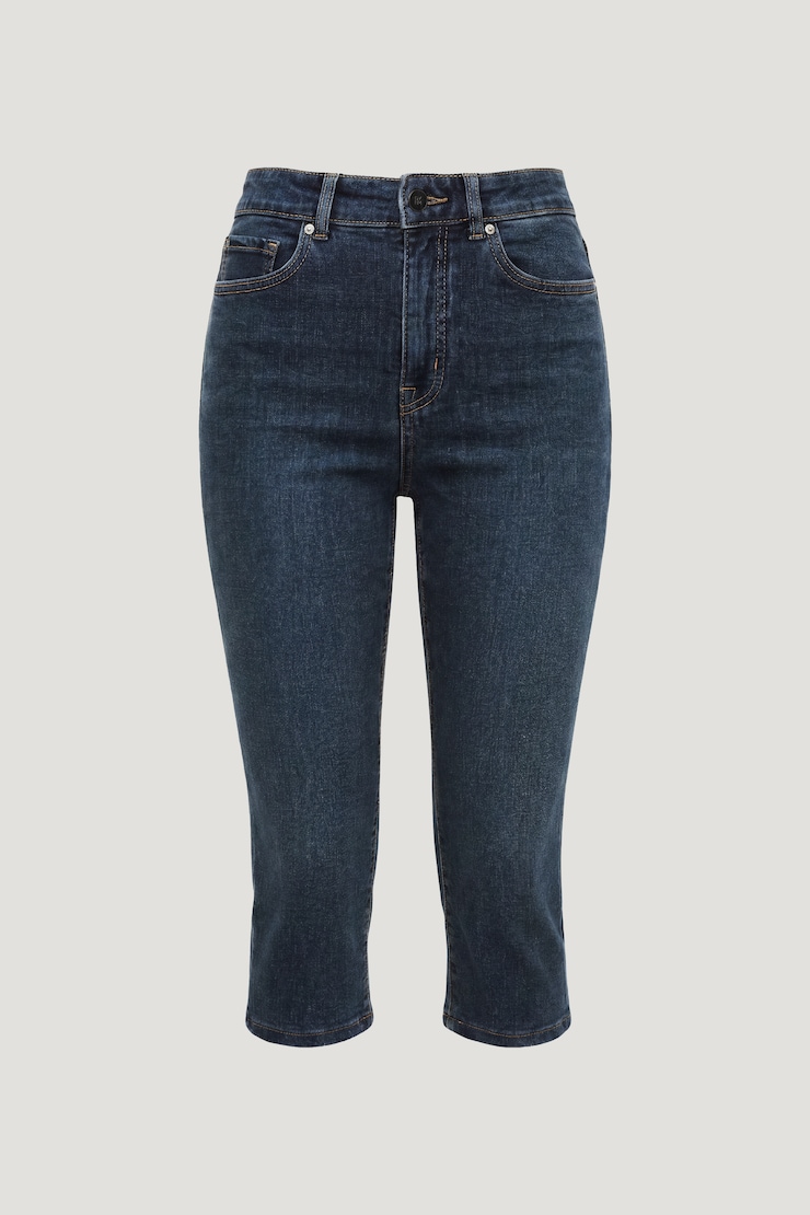 Stretch High Rise Slim Capri Jeans Medium Dark Indigo / Florence large
